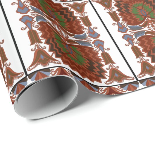 Ests antiek bloemenfolk art embroidery cadeaupapier (Rol Hoek)