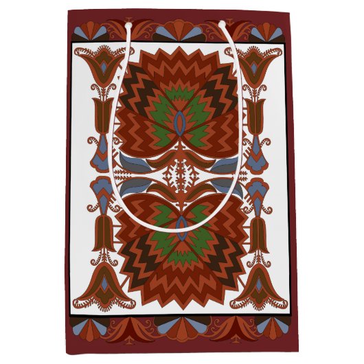 Ests antiek bloemenfolk art embroidery medium cadeauzakje (Voorkant)