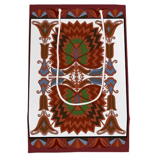 Ests antiek bloemenfolk art embroidery medium cadeauzakje (Achterkant)