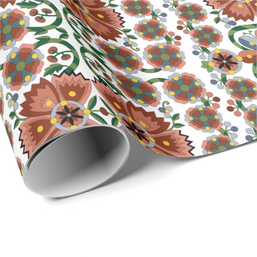 Ests antiek vouwkunstontwerp met bloemen cadeaupapier (Rol Hoek)