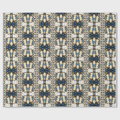 Ests blauw en geel bloemkool kunst cadeaupapier (Vlak)