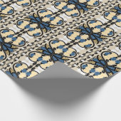 Ests blauw en geel bloemkool kunst cadeaupapier (Hoek)