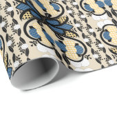 Ests blauw en geel bloemkool kunst cadeaupapier (Rol Hoek)