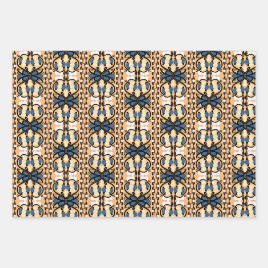 Ests blauw en geel bloemkool kunst inpakpapier vel (Voorkant 2)