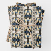 Ests blauw en geel bloemkool kunst inpakpapier vel (In situ)