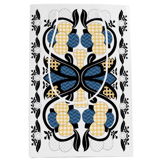 Ests blauw en geel bloemkool kunst medium cadeauzakje (Voorkant)