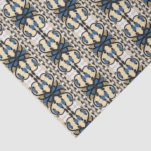 Ests blauw en geel bloemkool kunst tissuepapier (Detail)