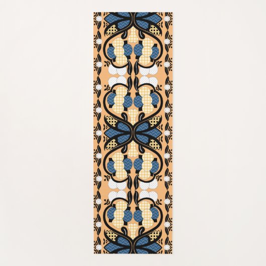 Ests blauw en geel bloemkool kunst yogamat (Voorkant)