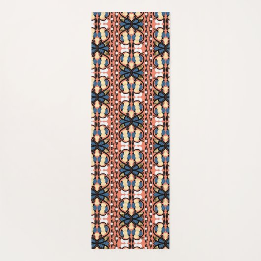 Ests blauw en geel bloemkool kunst yogamat (Achterkant)