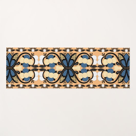 Ests blauw en geel bloemkool kunst yogamat (Voorkant (horizontaal))