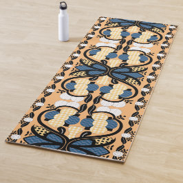 Ests blauw en geel bloemkool kunst yogamat