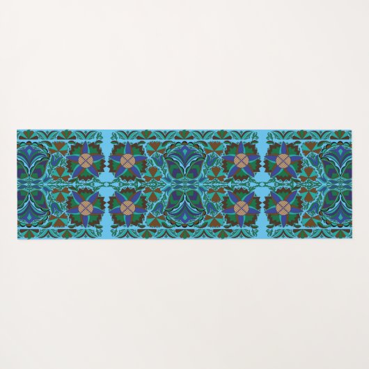 Ests Blue folk art flower patroon Yogamat (Achterkant (horizontaal))