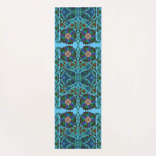 Ests Blue folk art flower patroon Yogamat (Achterkant)