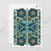 Ests Blue  folk art patroon met bloem Briefkaart (Voorkant / Achterkant)
