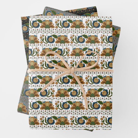 Ests  folk floral embroidery inpakpapier vel (In situ)