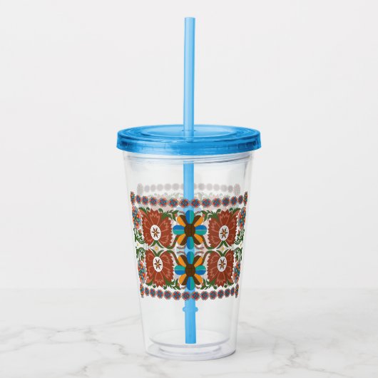 Ests  folkpatroon acryl drinkbeker (Voorkant)