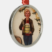 Ests Man met kerstboomversiering Metalen Ornament (Rechts)