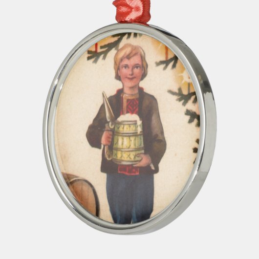 Ests Man met kerstboomversiering Metalen Ornament (Links)