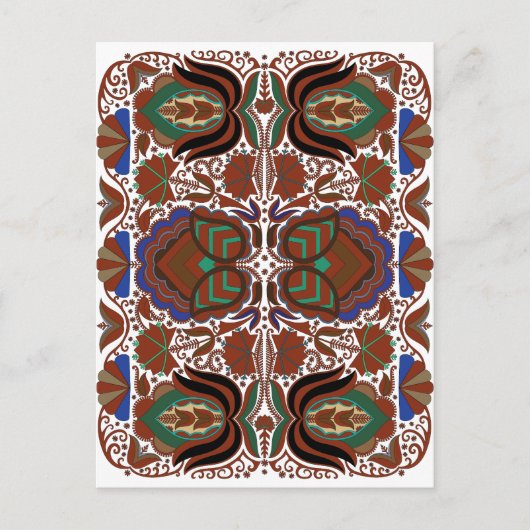 Ests ritueel folkpatroon met bloemen briefkaart (Voorkant)