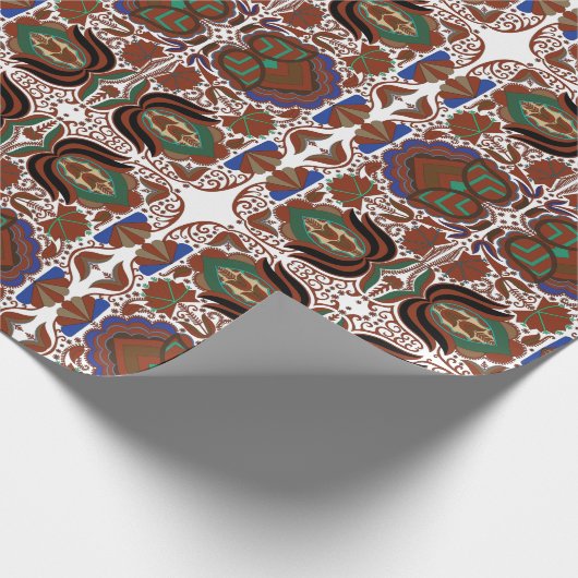 Ests ritueel folkpatroon met bloemen cadeaupapier (Hoek)