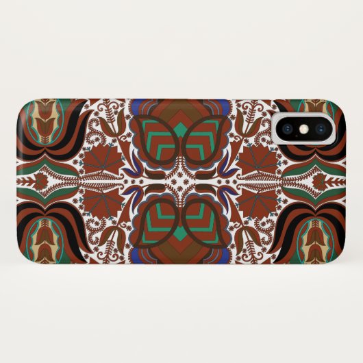 Ests ritueel folkpatroon met bloemen Case-Mate iPhone case (Achterkant (horizontaal))