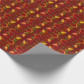 Ests rood  volkskunst bloemenontwerp cadeaupapier (Hoek)