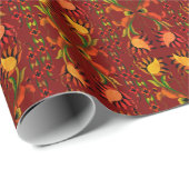 Ests rood  volkskunst bloemenontwerp cadeaupapier (Rol Hoek)