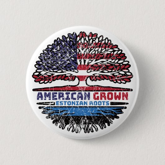 Estse Amerikaanse vlag - Boom Roots Flag Ronde Button 5,7 Cm (Voorkant)