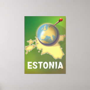 Estse kaart van het poster van Vintage Canvas Afdruk