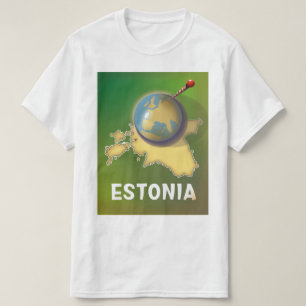 Estse kaart van het poster van Vintage T-shirt