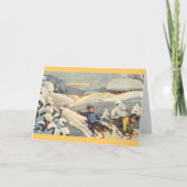 Estse kinderen op sleeën feestdagen kaart (Voorkant)