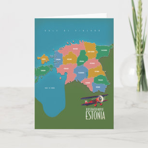 Estse Vintage-kaart met reiskaart voor poster Feestdagen Kaart