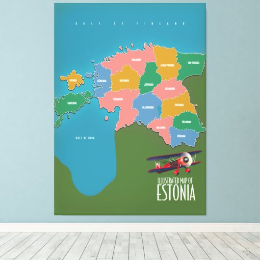 Estse Vintage-kaart poster Canvas Afdrukken (Insitu (Houten vloer))