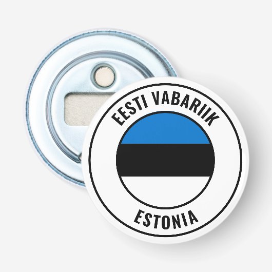 Estse vlag: groots patriottische bottenopener button flesopener (Voorkant)