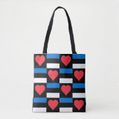 Estse vlag Heart Pattern Fun Patriotic Estland Tote Bag (Voorkant)