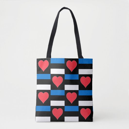 Estse vlag Heart Pattern Fun Patriotic Estland Tote Bag (Voorkant)