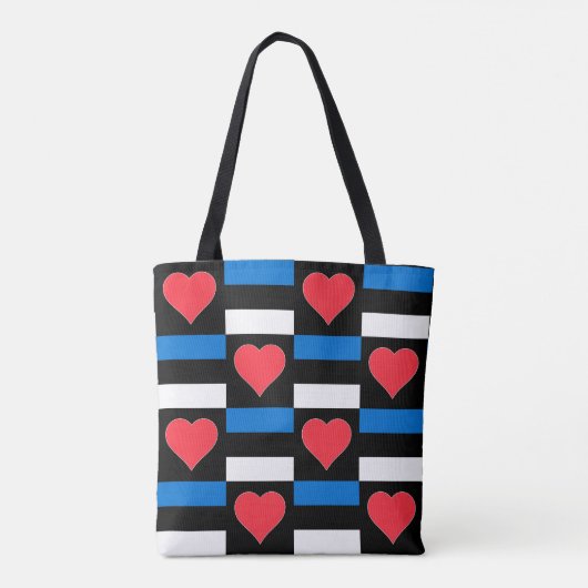 Estse vlag Heart Pattern Fun Patriotic Estland Tote Bag (Achterkant)