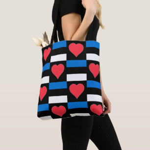 Estse vlag Heart Pattern Fun Patriotic Estland Tote Bag