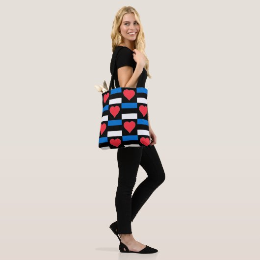 Estse vlag Heart Pattern Fun Patriotic Estland Tote Bag (Op model)