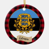 Estse vlag, rode buffelvlek & Estse vlag Keramisch Ornament (Voorkant)