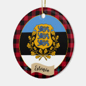 Estse vlag, rode buffelvlek & Estse vlag Keramisch Ornament (Links)