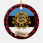 Estse vlag, rode buffelvlek & Estse vlag Keramisch Ornament (Achterkant)