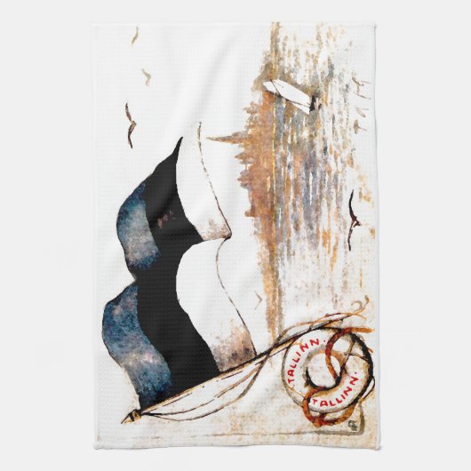 Estse vlag Tea Towel Theedoek (Verticaal)