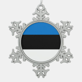 Estse vlag tin sneeuwvlok ornament
