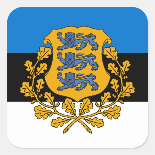 Estse vlag & wapen, vlag van Estland Vierkante Sticker (Voorkant)