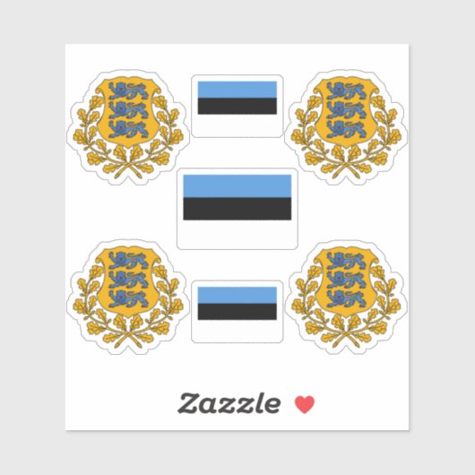 Estse wapenschild en vlaggen Sticker (Vel)