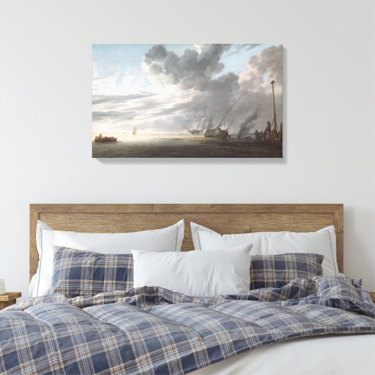 Estuarium op het Eind van de Dag Canvas Afdruk (Insitu (Slaapkamer))