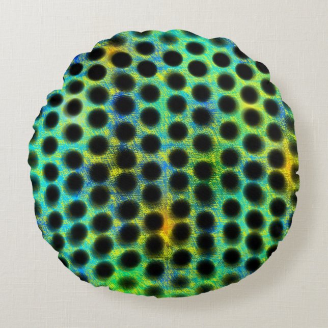 esverdeada de círculos pretos e bagunçada atrás rond kussen (Voorkant)