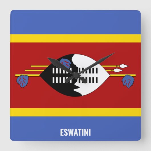 Eswatini Flag Dazzling Patriotic Vierkante Klok (Voorkant)