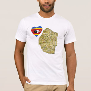 Eswatini Flag Heart en Map T-Shirt